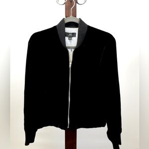 J crew Black Velvet Bomber Zipper Jacket – Size Small